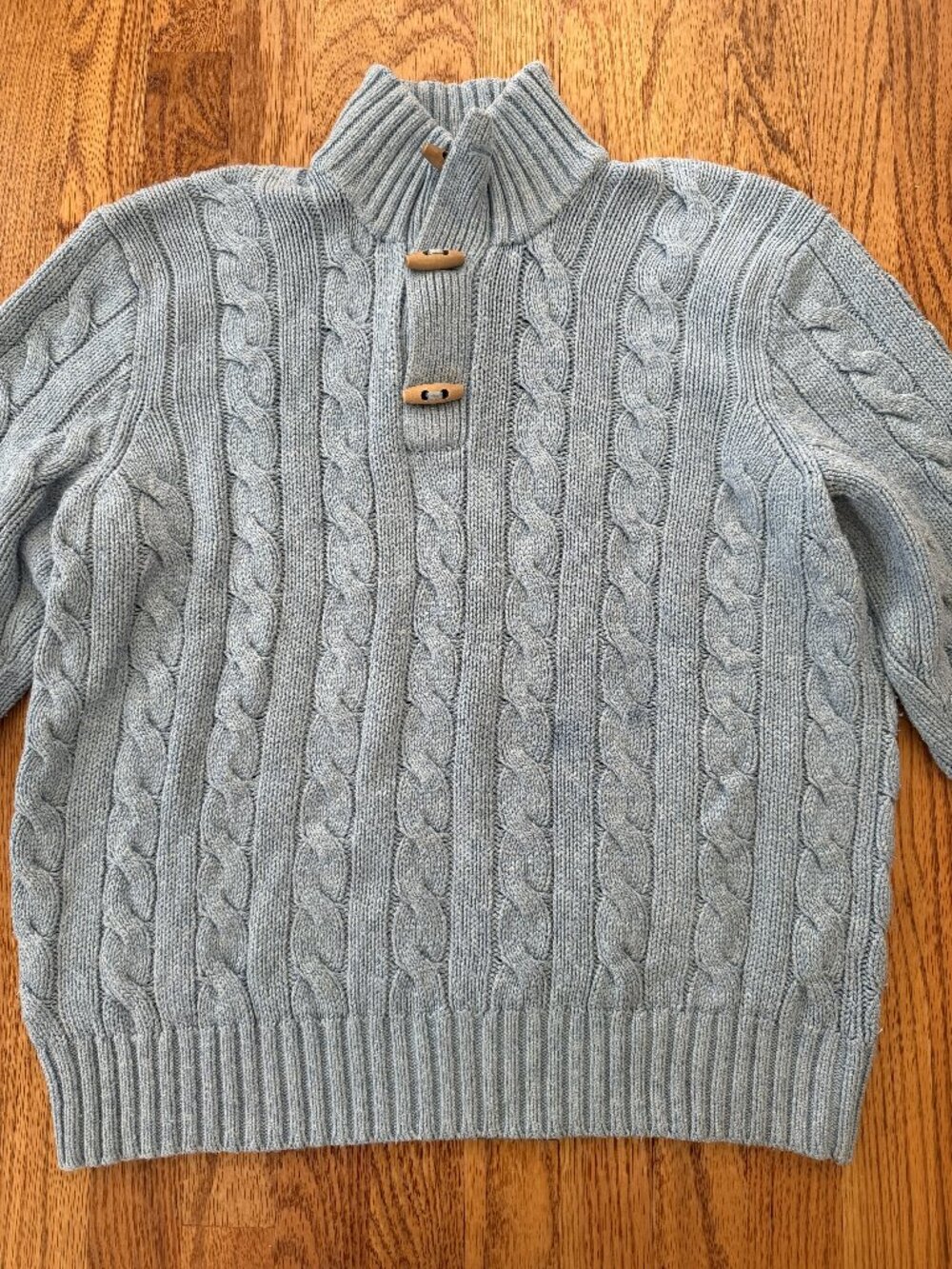 Vintage Polo Ralph Lauren Men Cable Knit Mock Toggle Neck Blue Size L - Picture 3 of 4